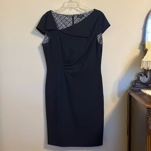 TAHARI by Arthur S. Levine navy cap sleeve dress